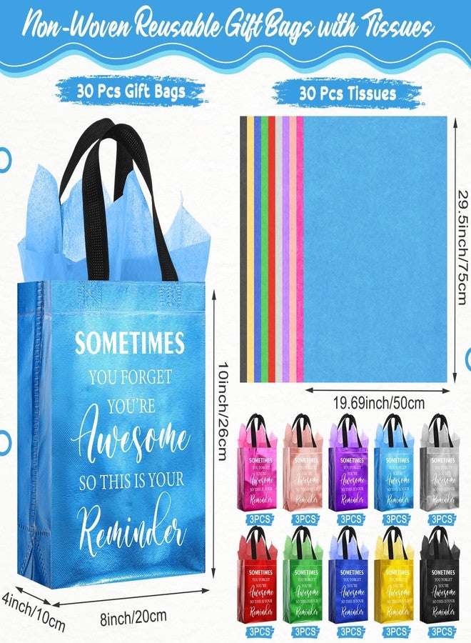 Resholder 30 Set Inspirational Gift Bags Bulk with Tissues Papers Medium Reusable Non-woven Tote with Handle Positive Christmas Employee Appreciation Gift Bag for Staff Coworker Team Teacher - Image 3